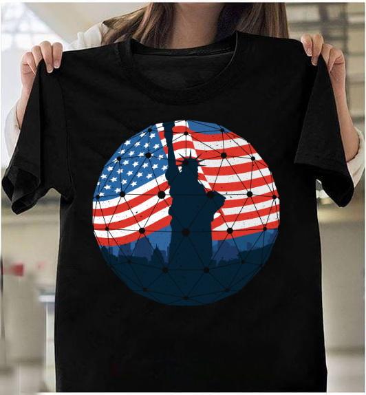 4th Of July Shirt, Independence Day Gift Ideas, Liberty Statue With USA Flag T-shirt