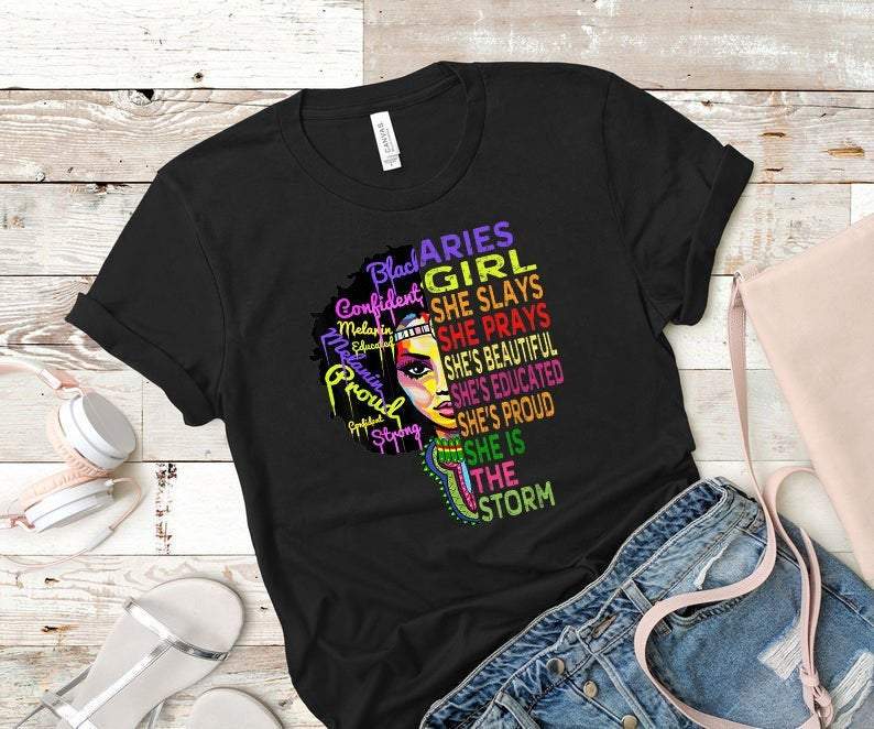 Aries Shirt, Aries Zodiac Sign, Astrology Birthday Shirt, Gift For Her, Aries Girl She Slays Unisex T-Shirt