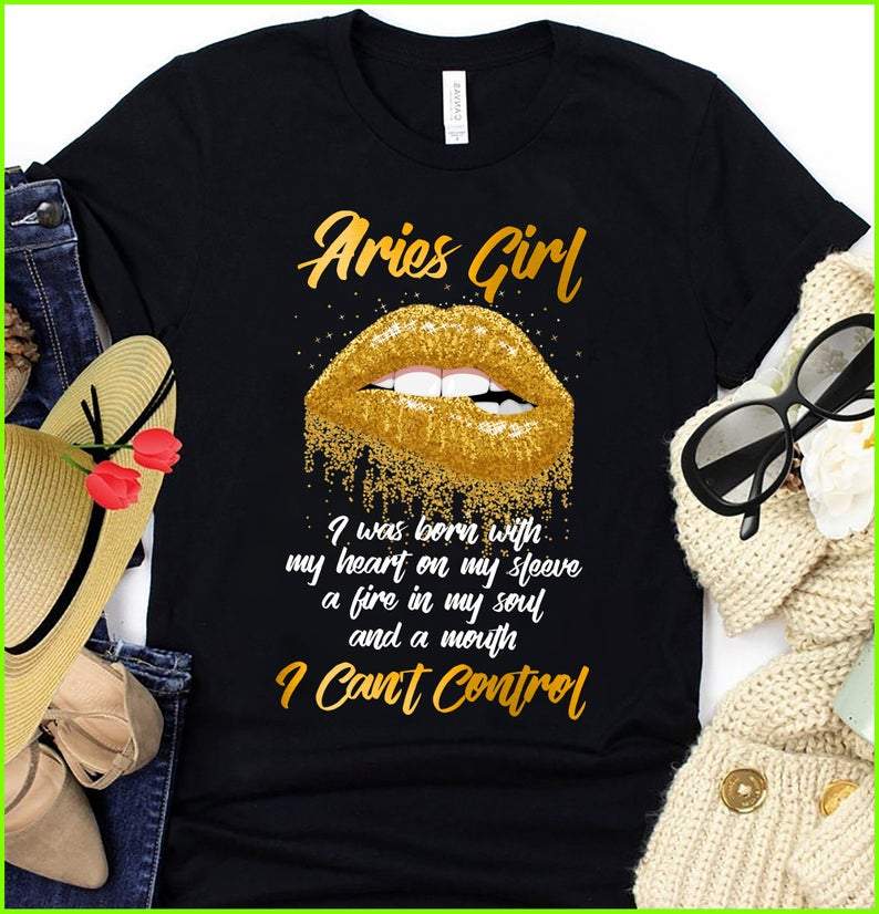 Aries Shirt, Aries Zodiac Sign, Birthday Shirt, Gift For Her, Aries Girl I Can't Control Unisex T-Shirt