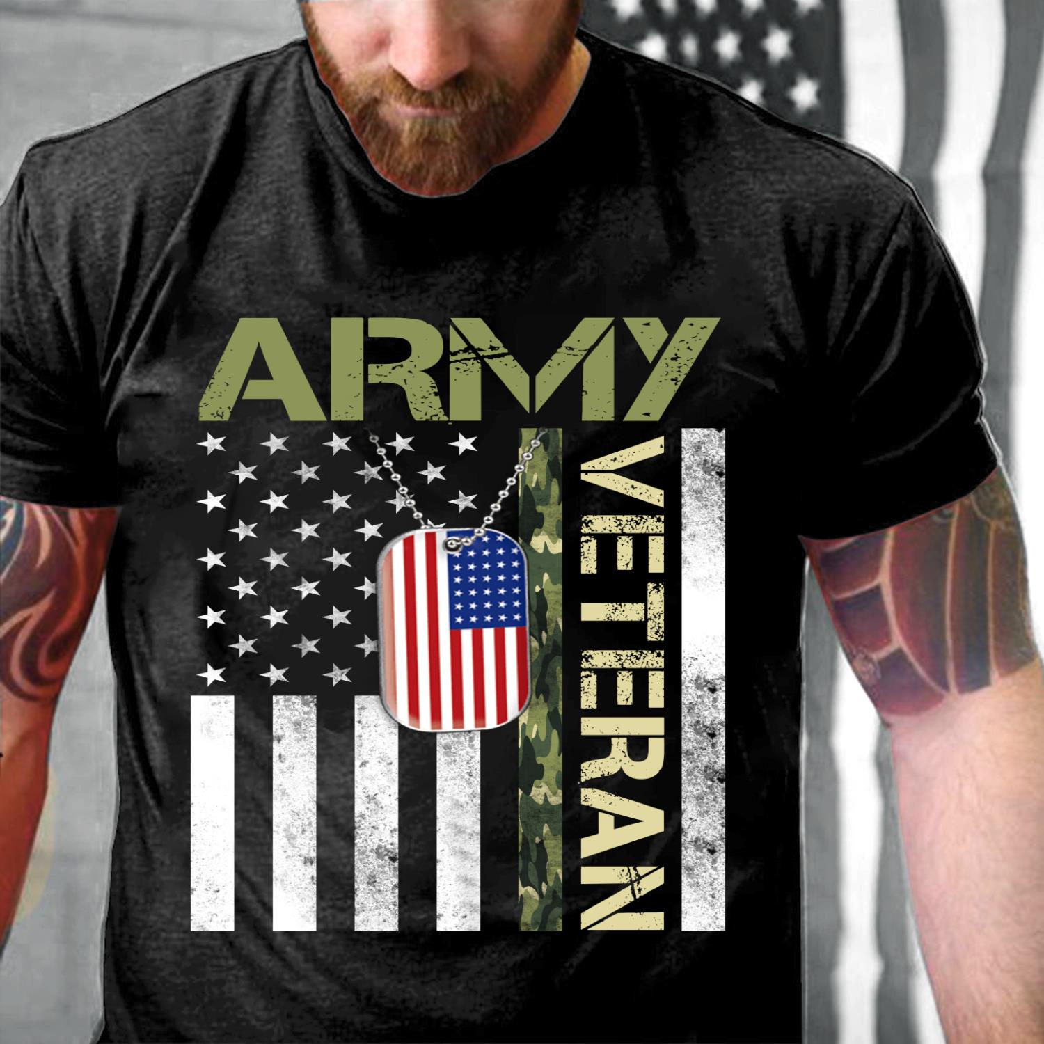 Army Veteran Shirt - American Flag Camo Proud Us Army Veteran T-Shirt
