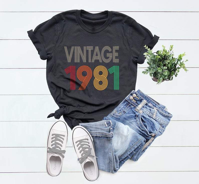 Birthday Shirts, Vintage 1981, 40th Birthday Gifts Idea, Gift For Her For Him Unisex T-Shirt KM0804