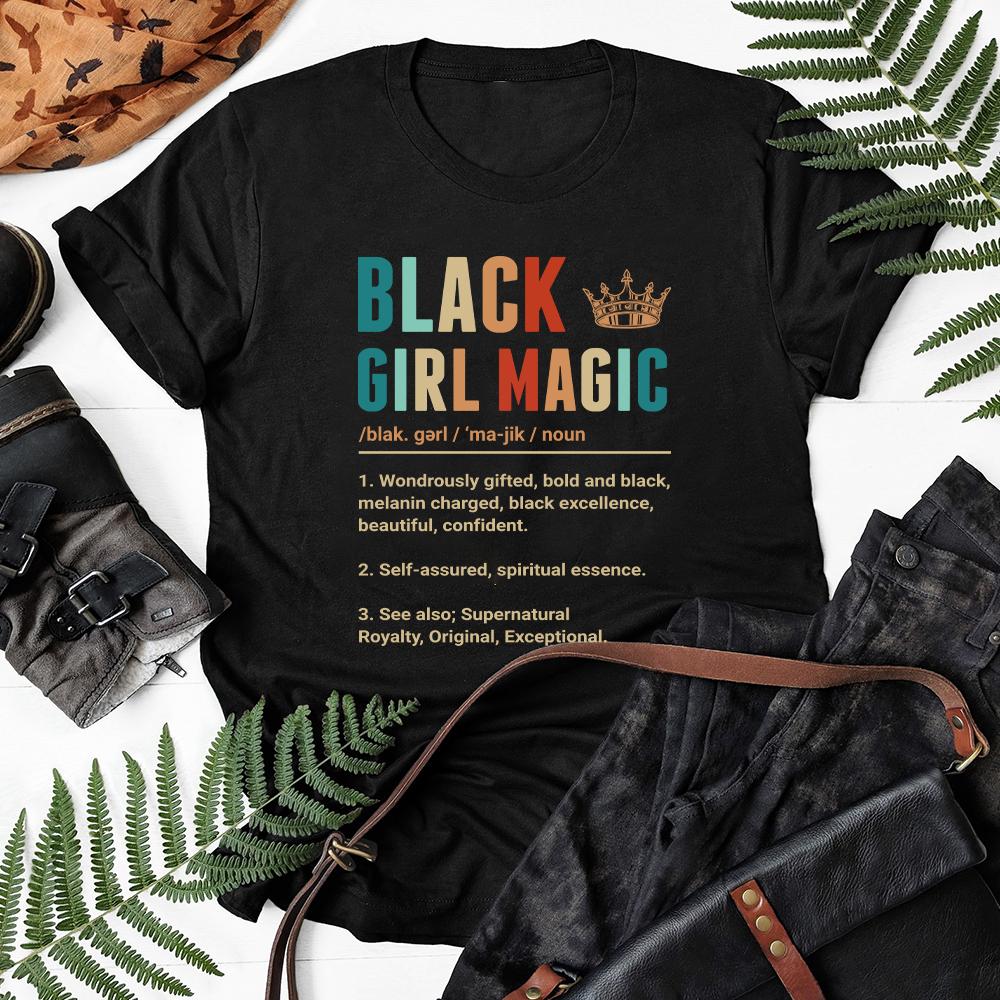 Black Girl Magic Gift Beautiful Crown Unisex T-shirt, Gift For Black Girl, A Girl With Crown T-shirt