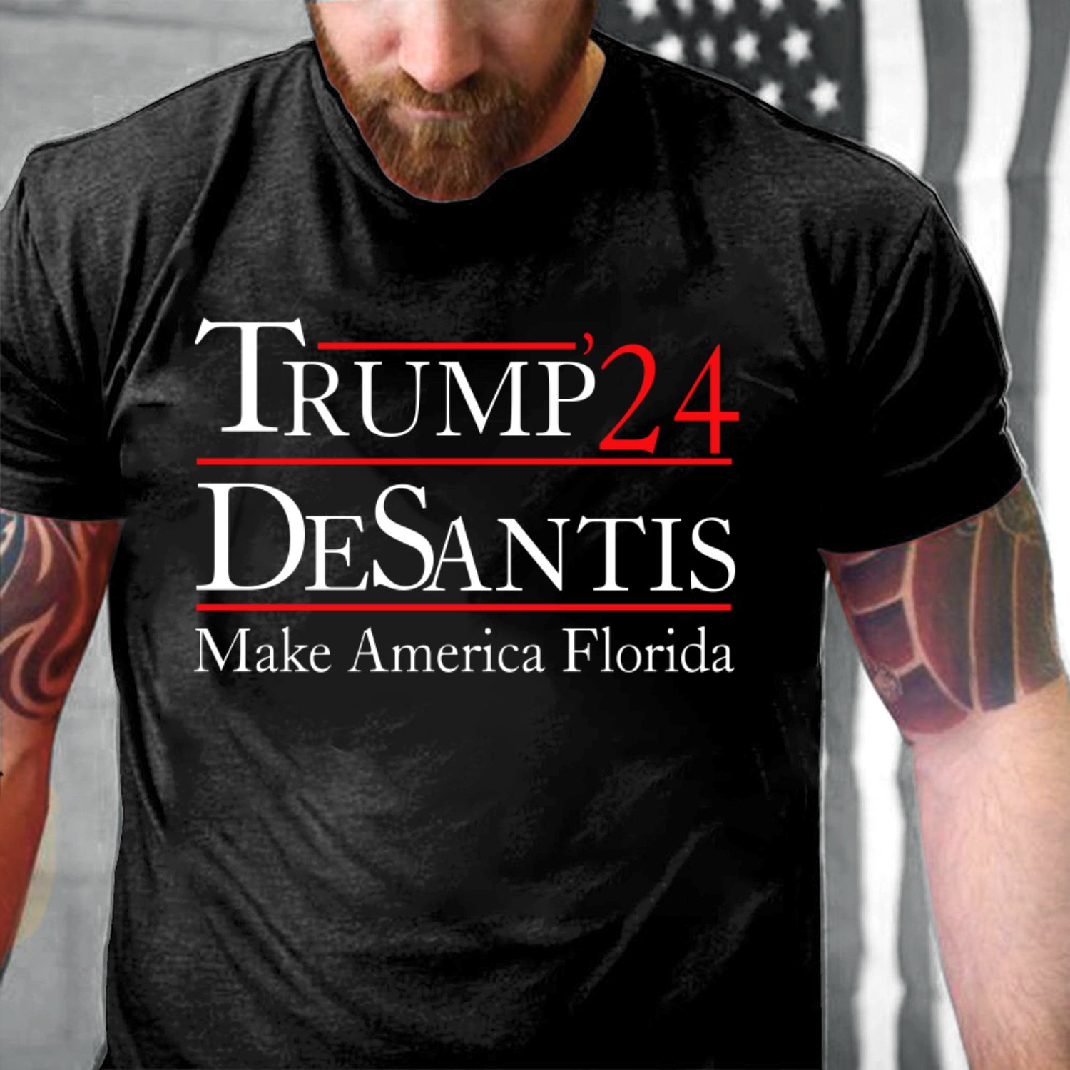 Funny Quote Shirt, Trump Shirt, Trump'24 Desantis Make America Florida T-Shirt KM1606