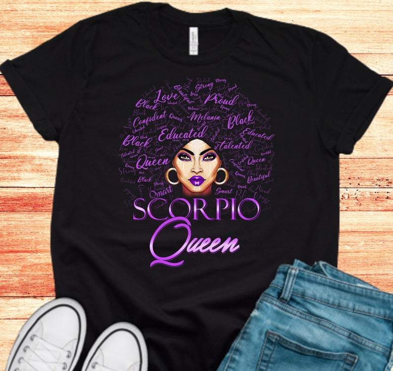 Funny Scorpio Shirt, Scorpio Zodiac Sign, Black Queen Shirt, Birthday Gift For Her Unisex T-Shirt
