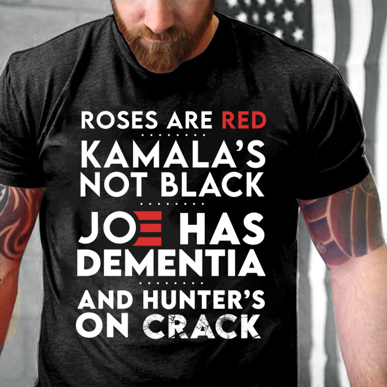 Funny Shirt, Roses Are Red Kamala's Not Black, Joe Has Dementia T-Shirt (Dark Ver.)