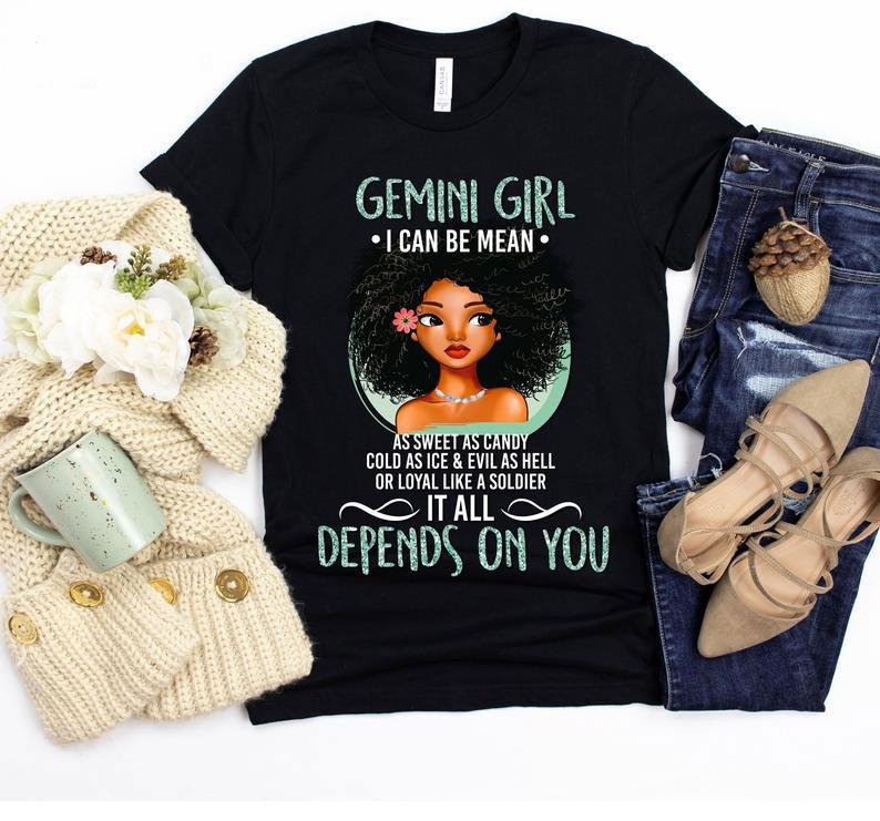 Gemini Unisex T-Shirt, GEMINI Girl Zodiac Horoscope Black Girl, Birthday Gift Gemini Zodiac Shirts