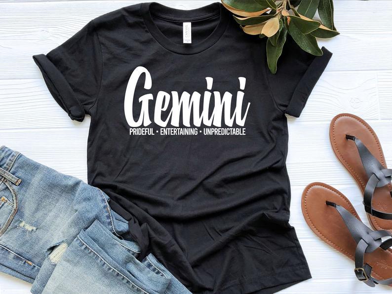 Gemini Unisex T-Shirt, Gemini Prideful Entertaining Unpredictable, Gift For Gemini, Birthday Gift T-Shirt