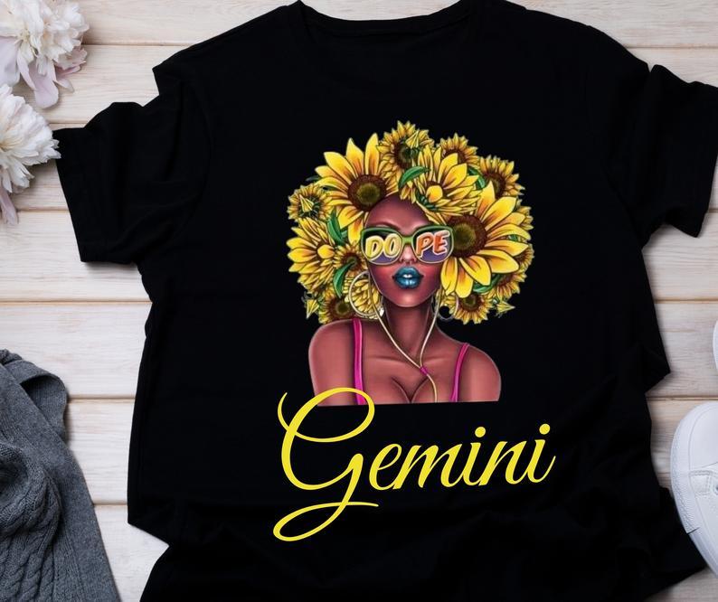 Gemini Unisex T-Shirt, Gemini Zodiac, Gemini Zodiac Sign, Gemini Girl Sunflower, June Birthday V3 T-Shirt