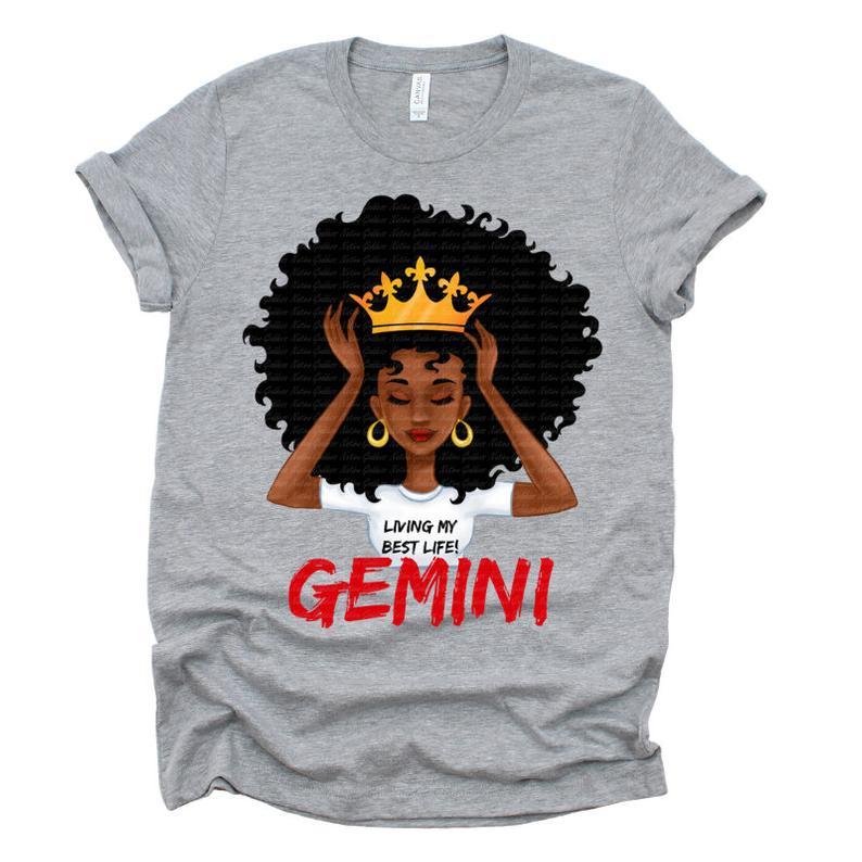 Gemini Unisex T-Shirt, Gemini Zodiac, Zodiac Gemini Gift, Living My Best Life, Gemini Birthday T-Shirt