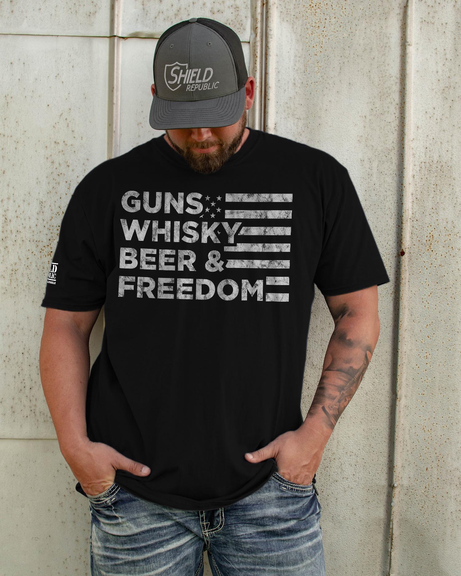 Guns Whisky Beer And Freedom T-Shirt