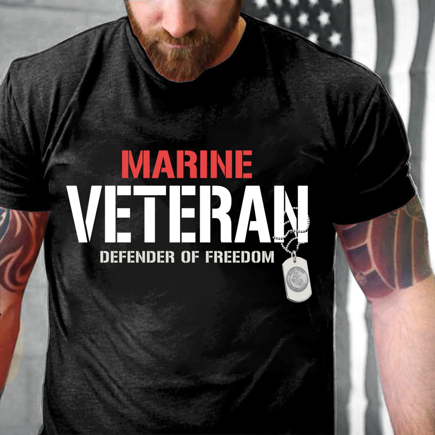 Marine Veterans Shirt Defender Of Freedom T-Shirt