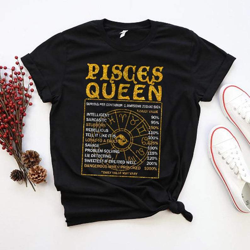 Pisces Shirt, Pisces Zodiac Sign, Pisces Queen Shirt, Black Queen Birthday Shirt Unisex T-Shirt