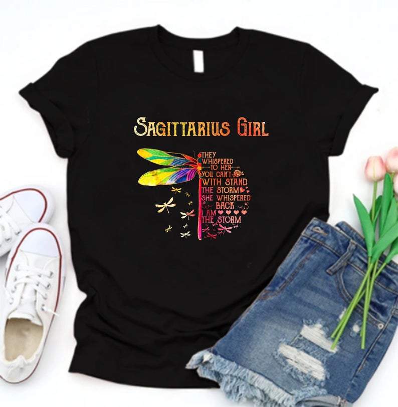 Sagittarius Birthday Shirts, Sagittarius Zodiac Sign, Dragonfly Sagittarius Girl, Gift For Her Unisex T-Shirt