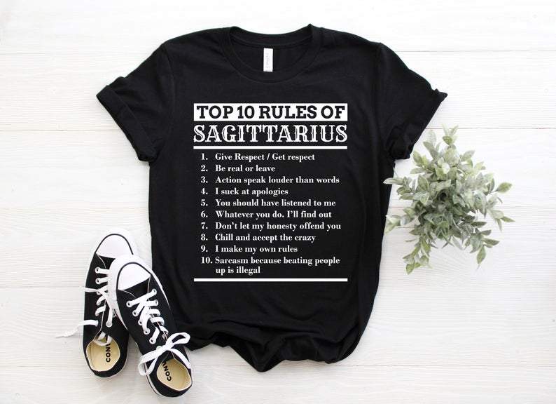 Sagittarius Birthday Shirts, Sagittarius Zodiac Sign, Top 10 Rules Of Sagittarius, Gift For Her Unisex T-Shirt