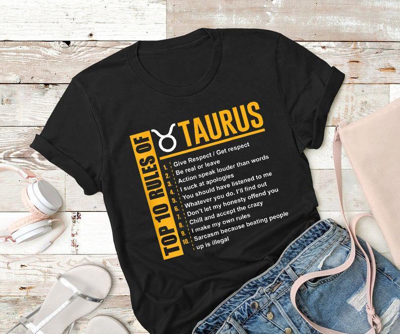 Taurus T-Shirt, Birthday Gifts, Top 10 Rules Of Taurus Zodiac Birthday Gift Idea, Gift For Her T-Shirt