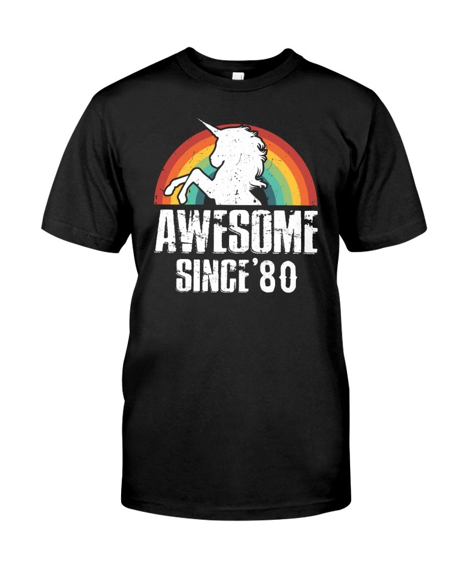 Unicorn Awesome Since 1980, 41st Birthday Gifts For Him For Her, Birthday Unisex T-Shirt