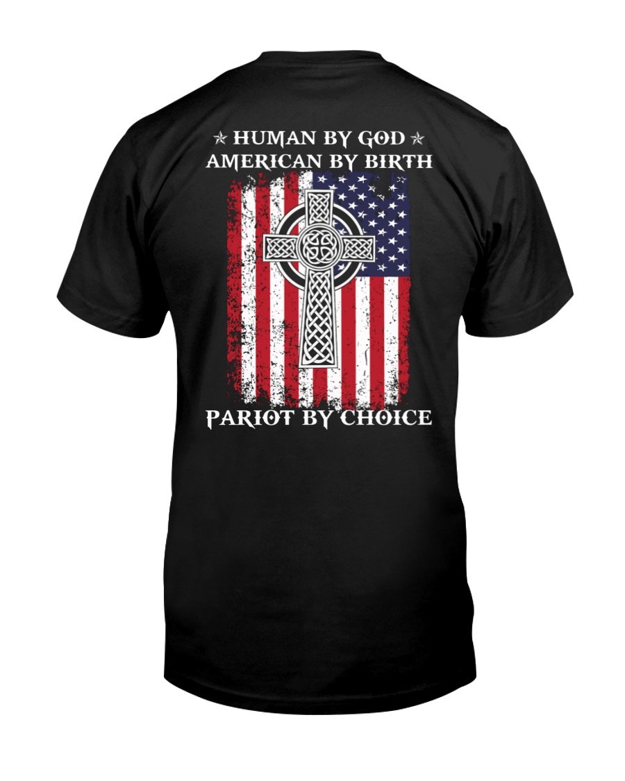 Veteran Shirt, Funny Quote Shirt, Gun Shirt, Human By God American By Birth T-Shirt KM1606