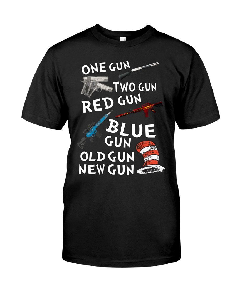 Veteran Shirt, Funny Quote Shirt, Gun Shirt, One Gun Two Gun, Red Gun T-Shirt KM1606