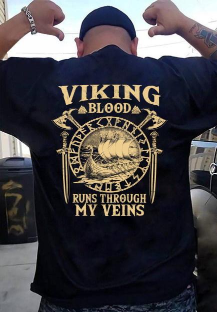 Veterans Day Unisex T-Shirt, Viking Blood Runs Through My Veins Unisex T-Shirt