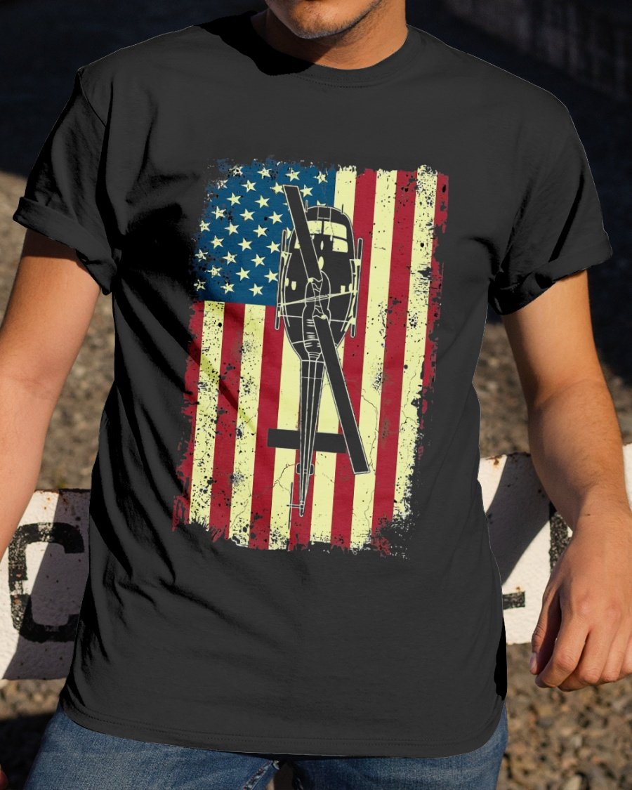 Veteran Shirt, Uh 1 Huey USA Flag Classic T-Shirt, Father's Day Gift For Dad KM1304