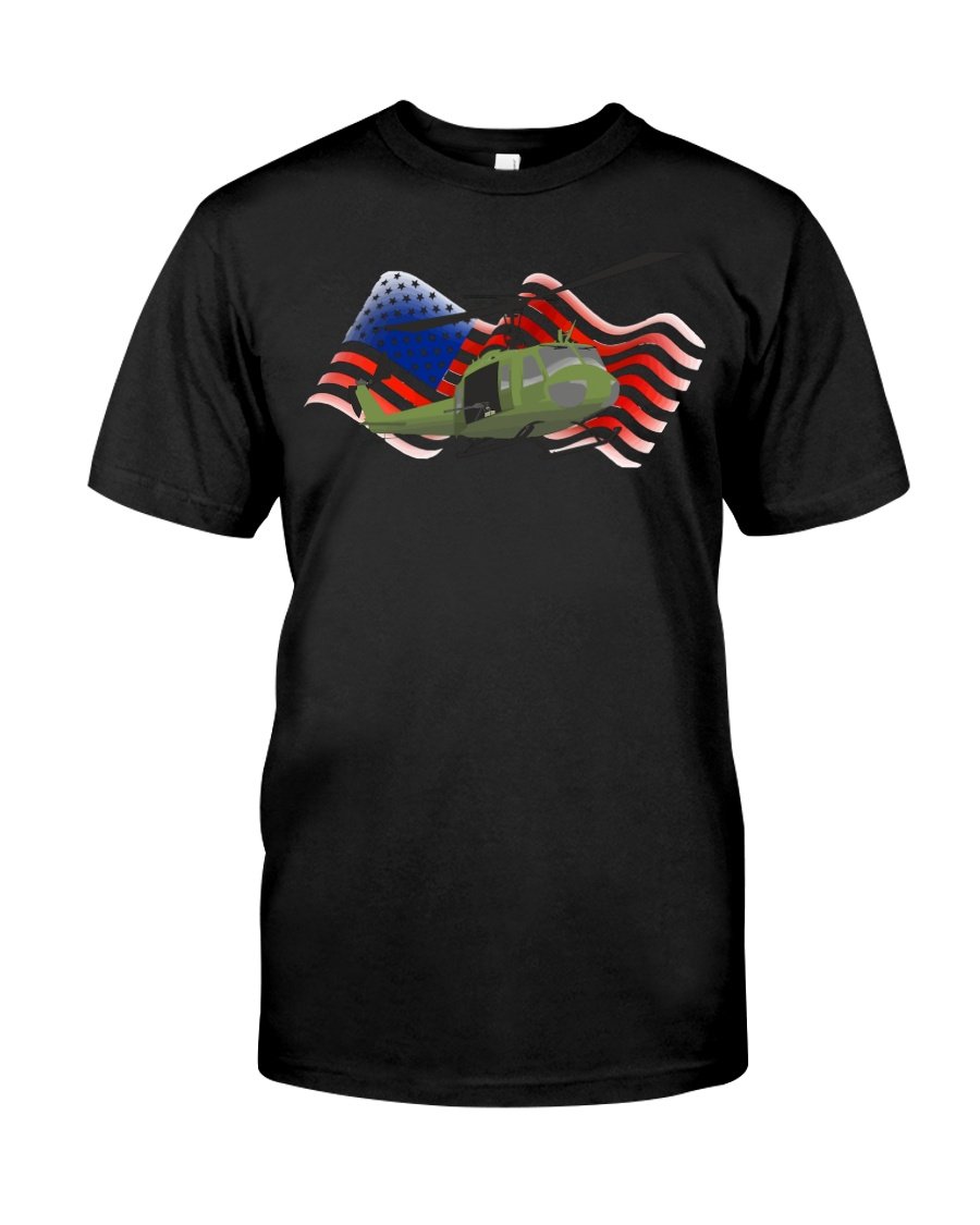 Veteran Shirt, Uh Huey With USA Flag T-Shirt, Father's Day Gift For Dad KM1304