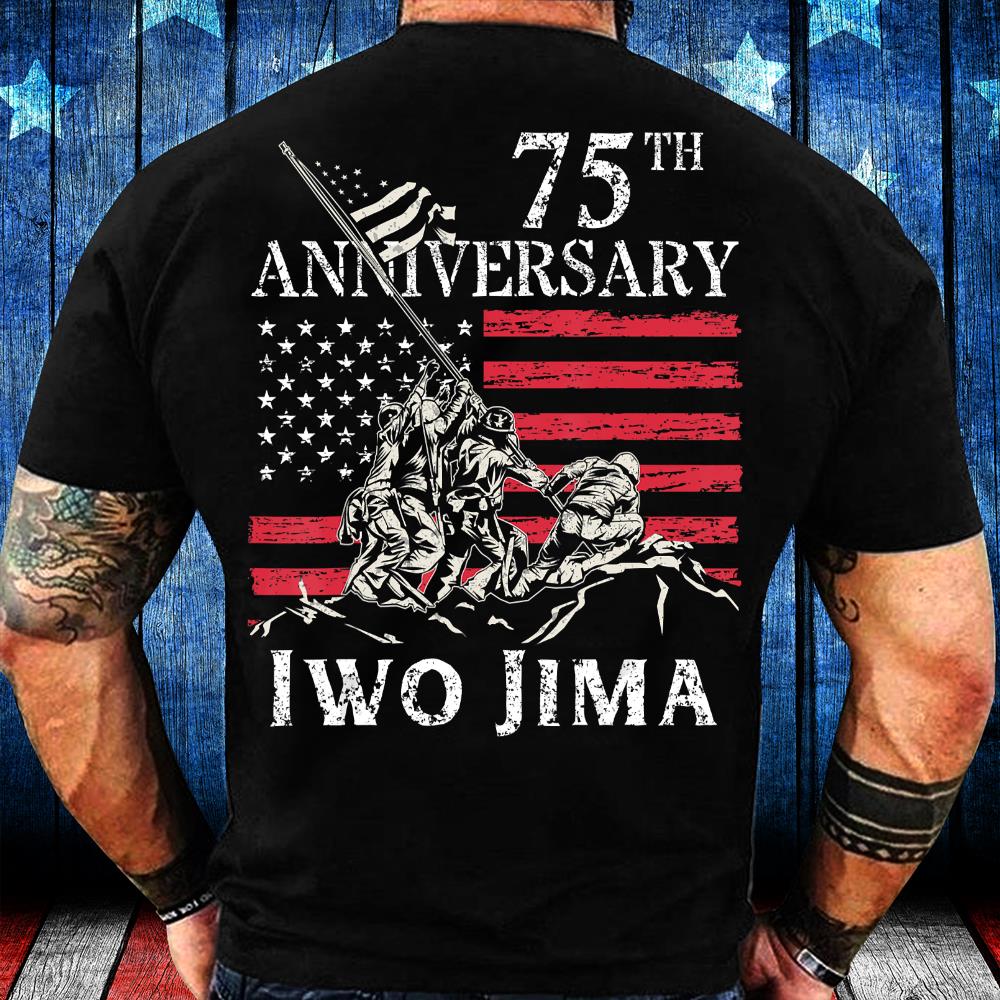 75th Anniversary Iwo Jima WWII Veteran US Flag Patriotic T-Shirt
