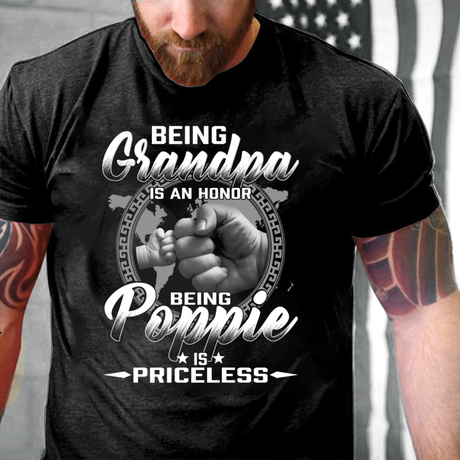 Veterans Shirt - Being Grandpa Is An Honor Being Poppie Is Priceless, Front And Back T-Shirt