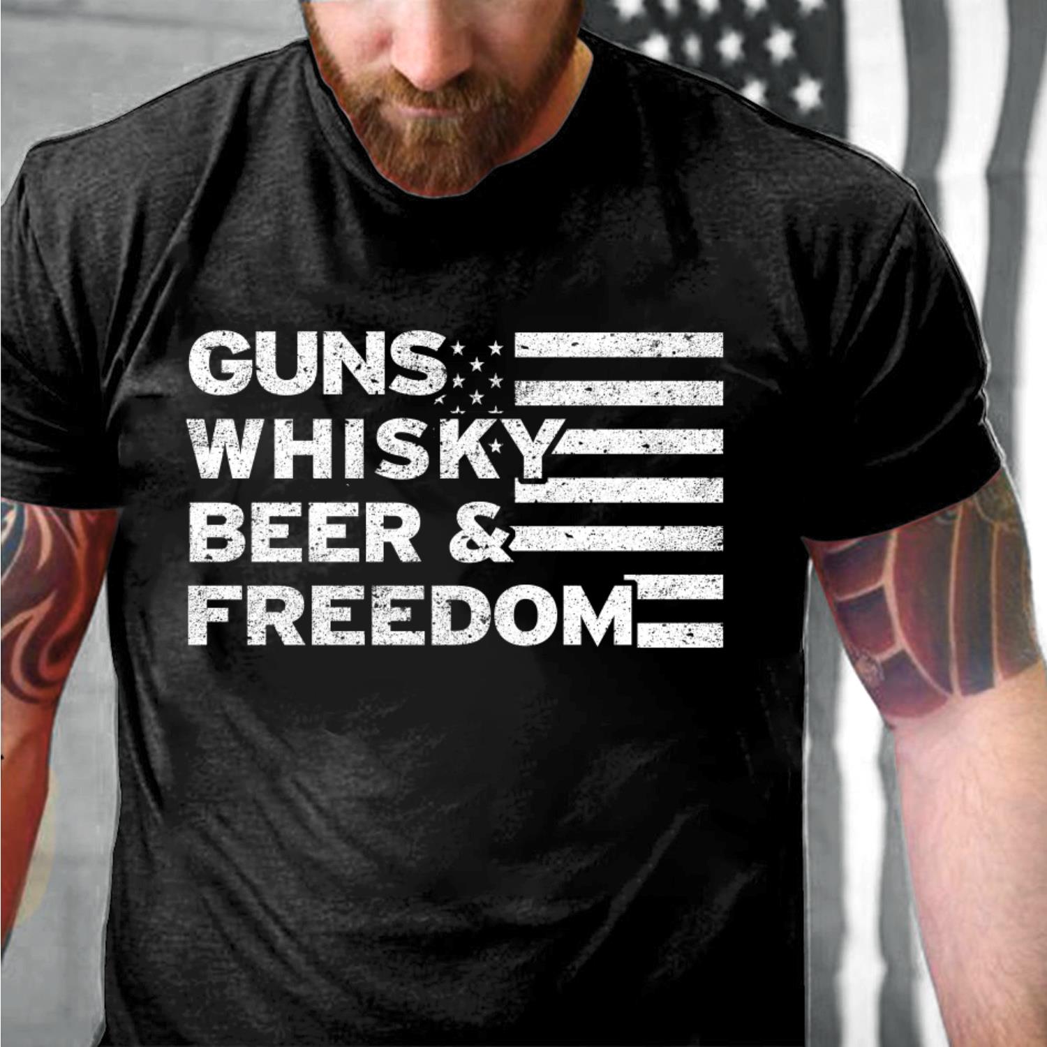 Guns Whisky Beer And Freedom T-Shirt
