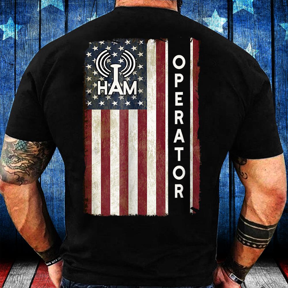 Ham Radio Operator Shirt 4th July American Flag Veteran T-Shirt