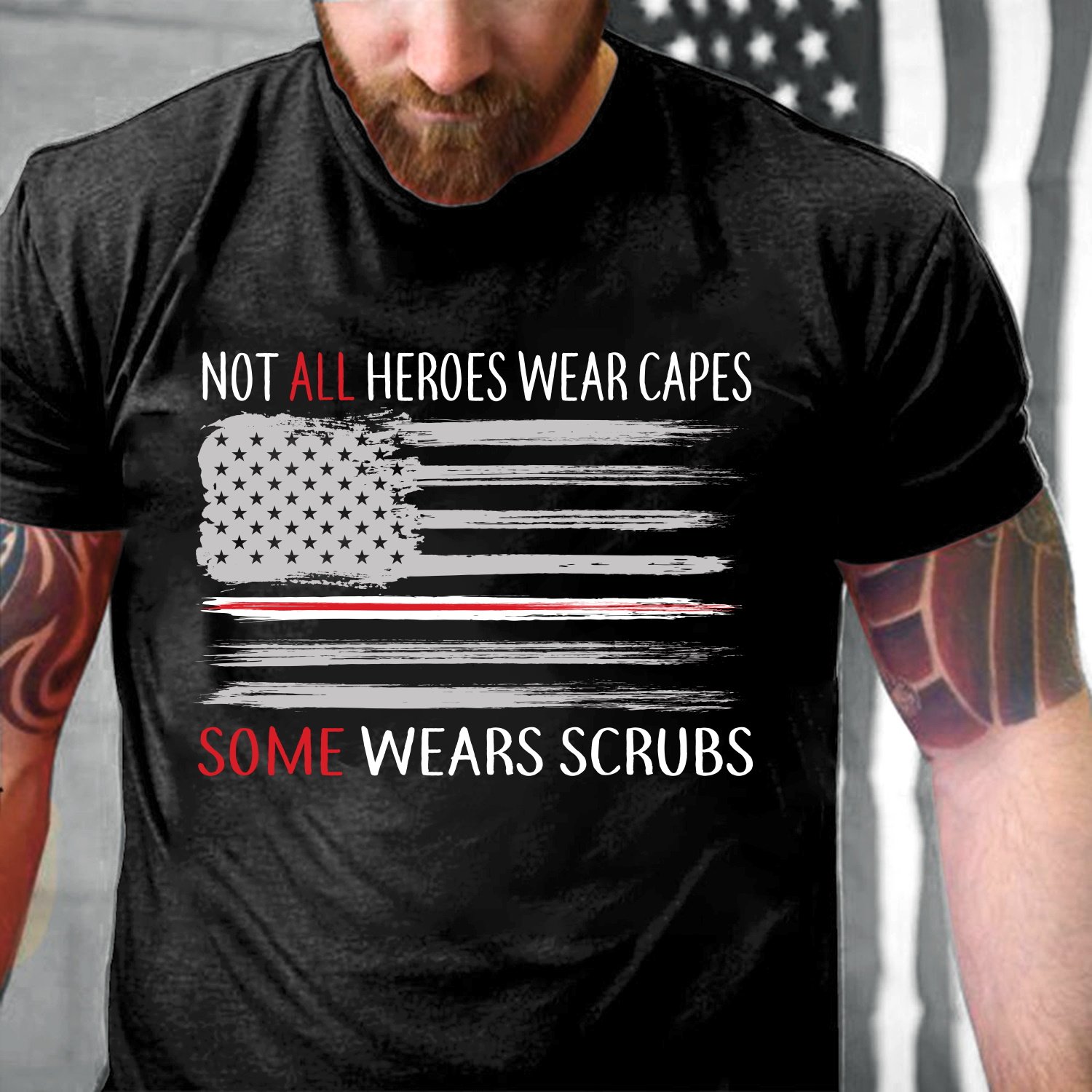 Veterans Shirt - Not All Heroes Wear Capes, Some Wears Scrubs RN T-Shirt
