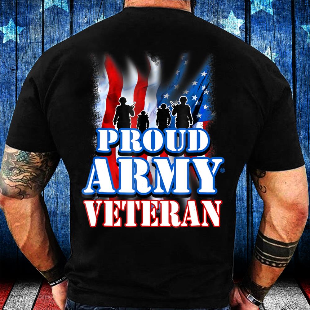 Proud Army Veteran Shirt Patriotic USA Flag T-Shirt