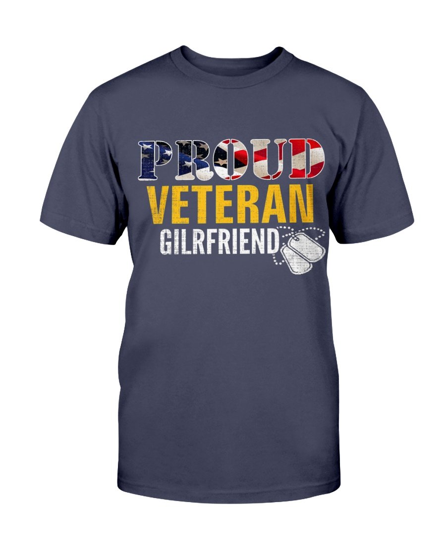 Proud Veteran Girlfriend With American Flag Military T-Shirt 1 