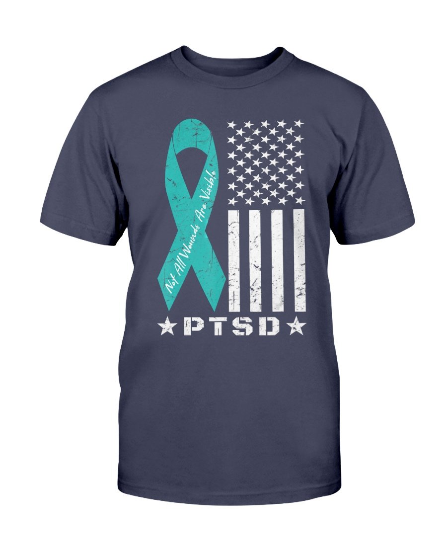PTSD Awareness Veteran Not All Wounds Are Visible AR-15 Flag T-Shirt 1
