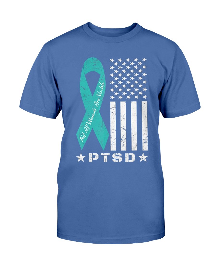 PTSD Awareness Veteran Not All Wounds Are Visible AR-15 Flag T-Shirt 4 