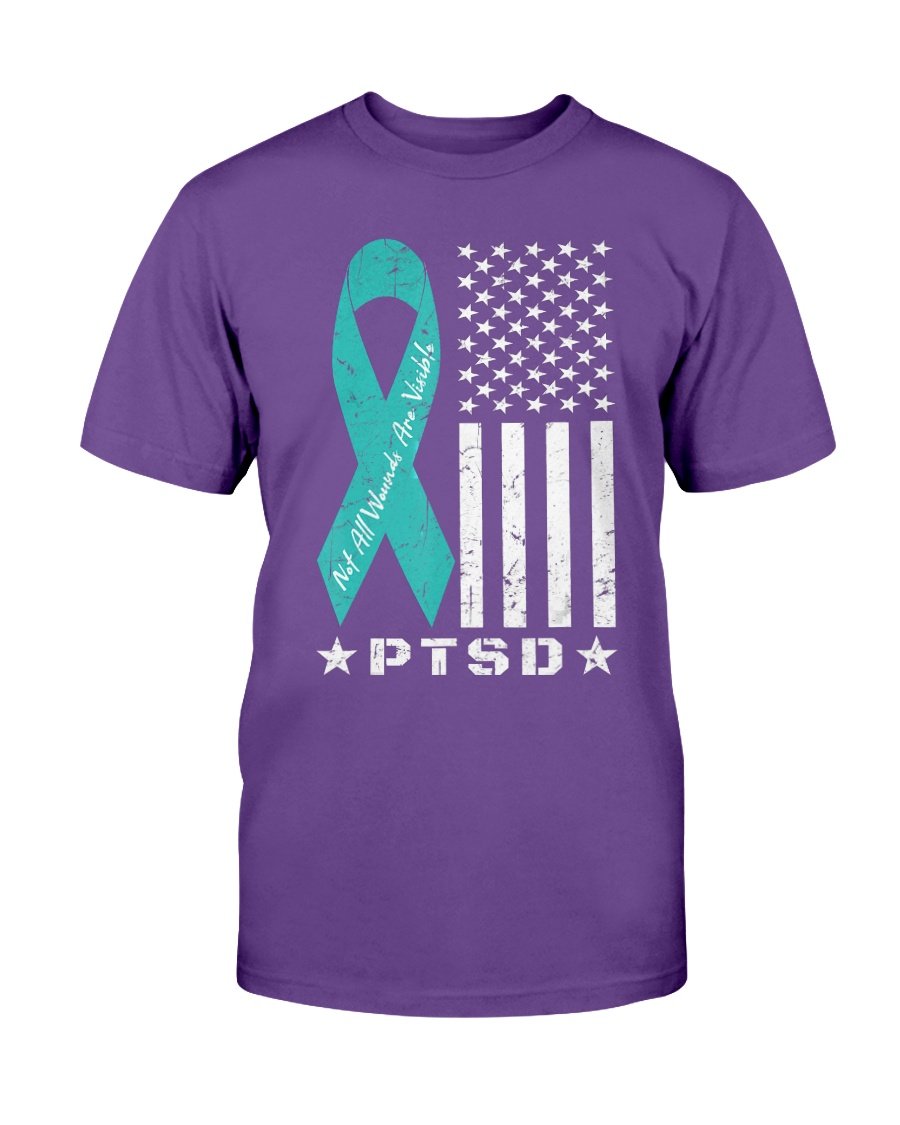 PTSD Awareness Veteran Not All Wounds Are Visible AR-15 Flag T-Shirt 5 