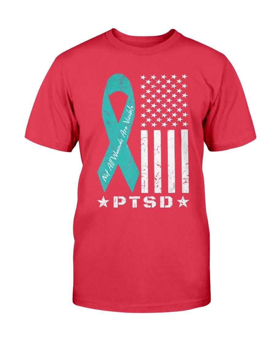 PTSD Awareness Veteran Not All Wounds Are Visible AR-15 Flag T-Shirt 6 