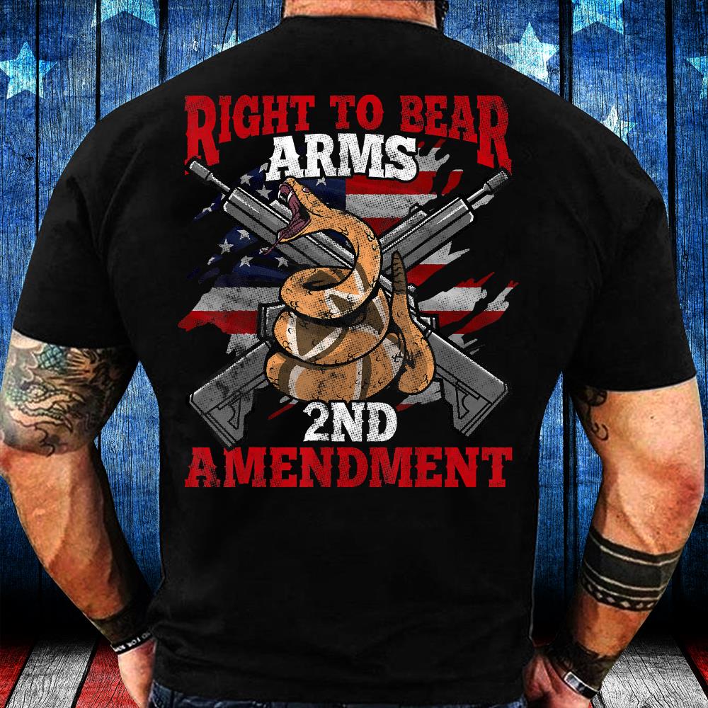 Right To Bear Arms 2nd Amendment Gadsden USA Flag Veteran T-Shirt