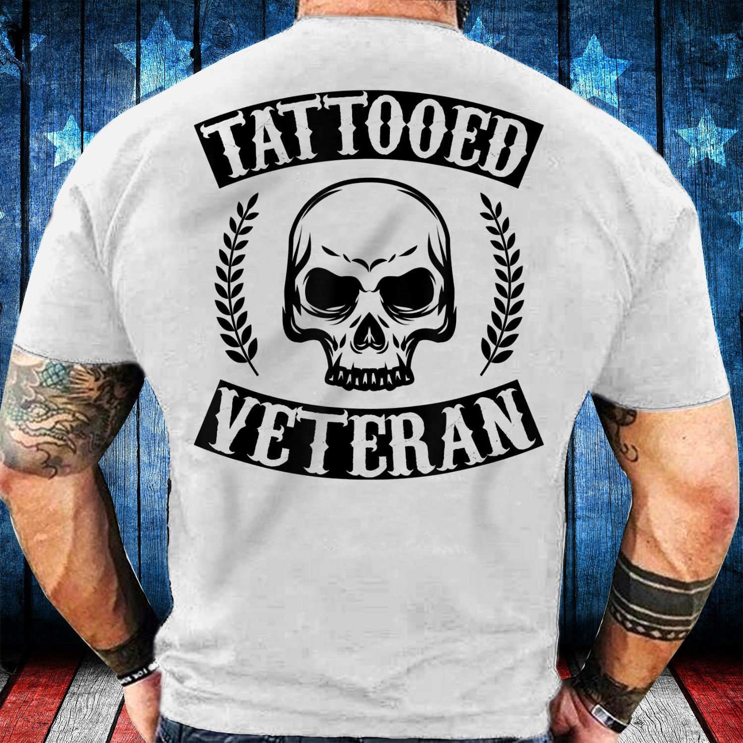 Tattooed Veteran Black Tribal Tattoo Gun Gift T-Shirt