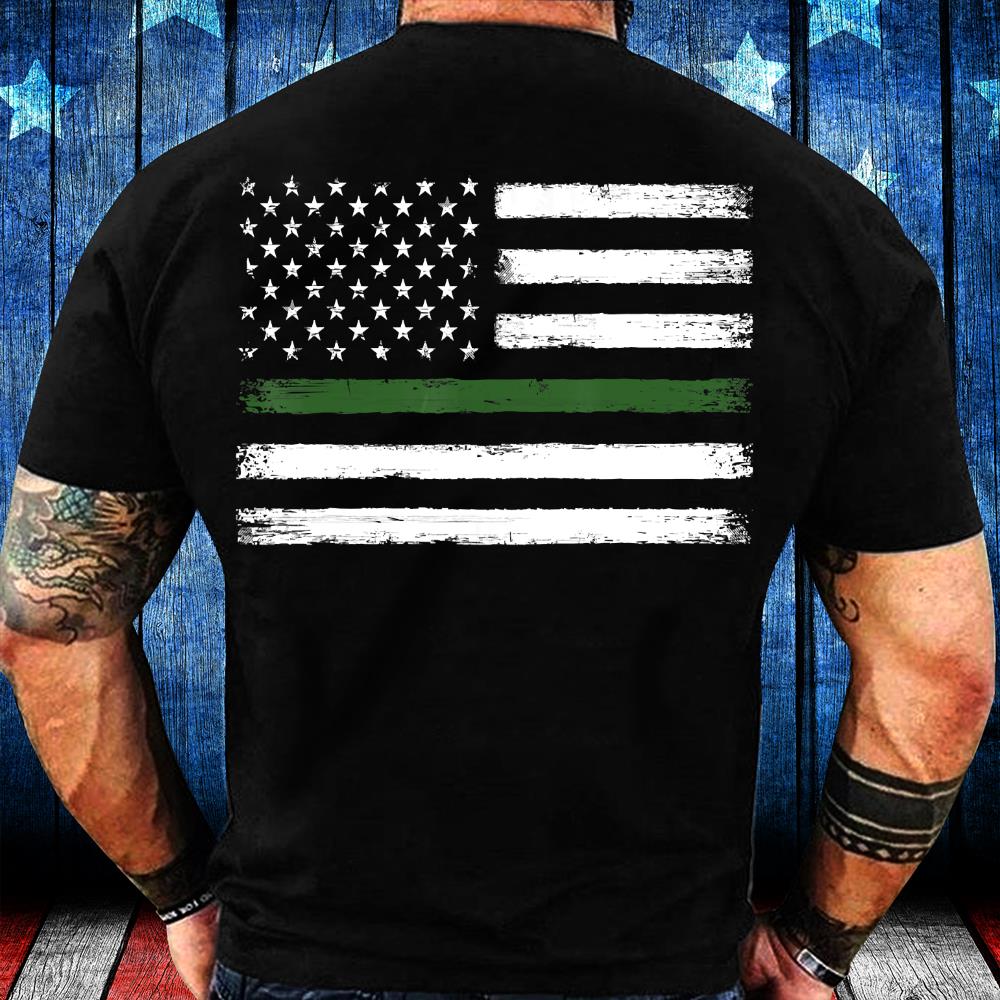 Thin Green Line Military Flag Proud Veterans Soldier Gift T-Shirt