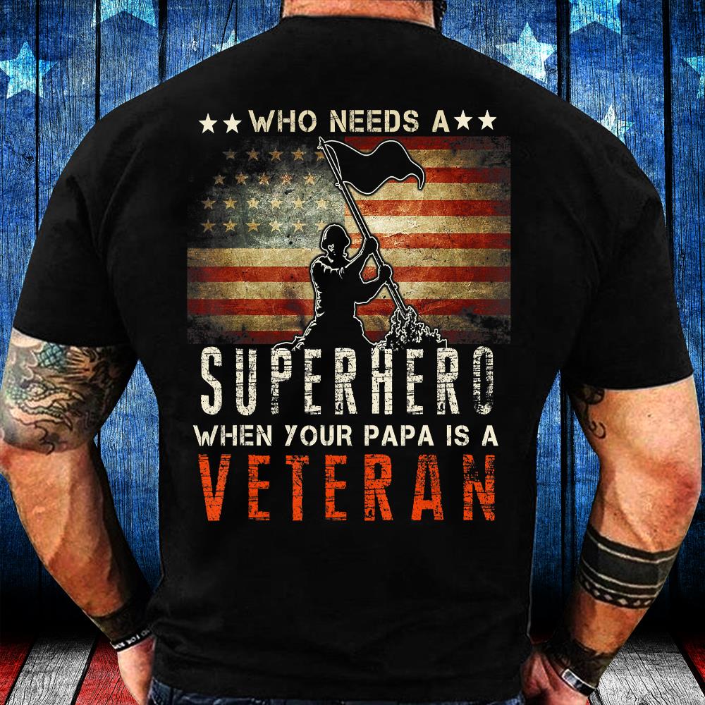 Superhero Papa Graphic Tee Shirt, S-5XL