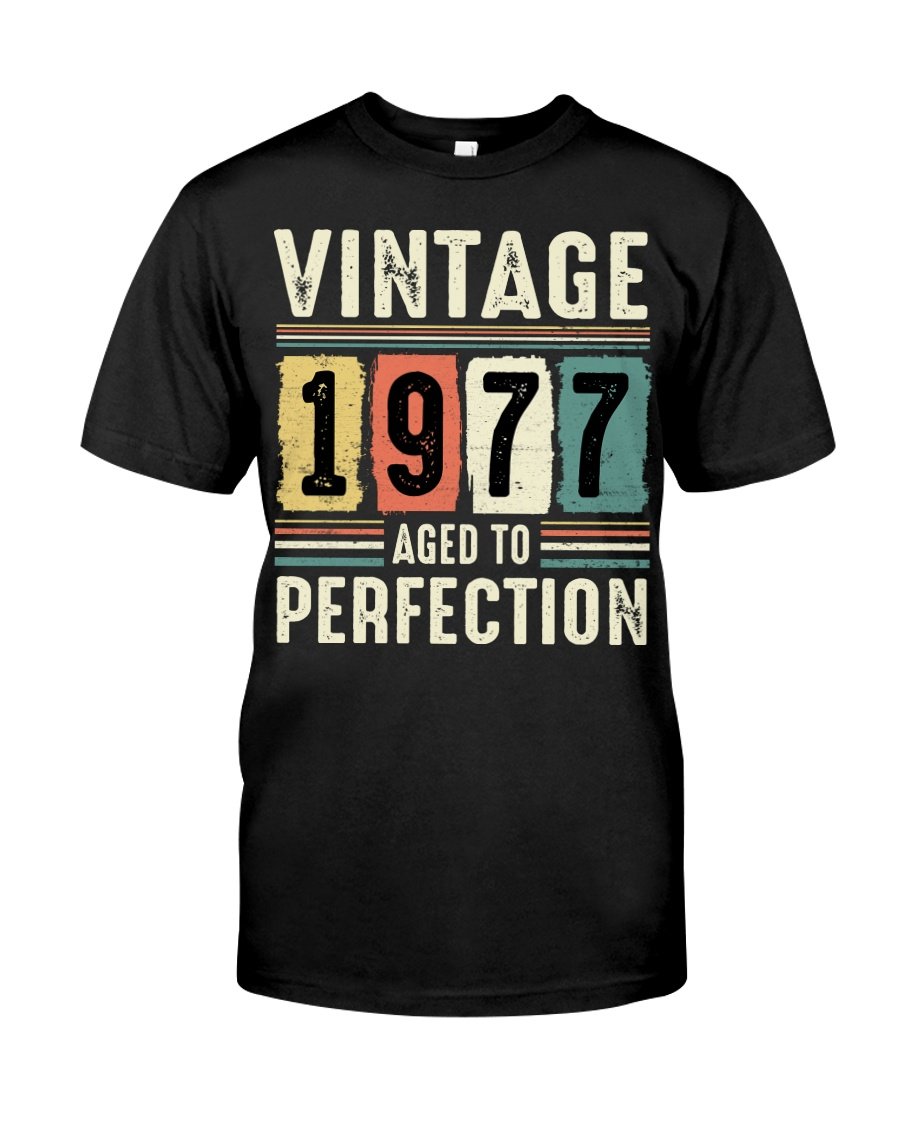 Vintage 1977 Shirt, 1977 Birthday Shirt, Birthday Gift Idea, Aged To Perfection Unisex T-Shirt KM0405