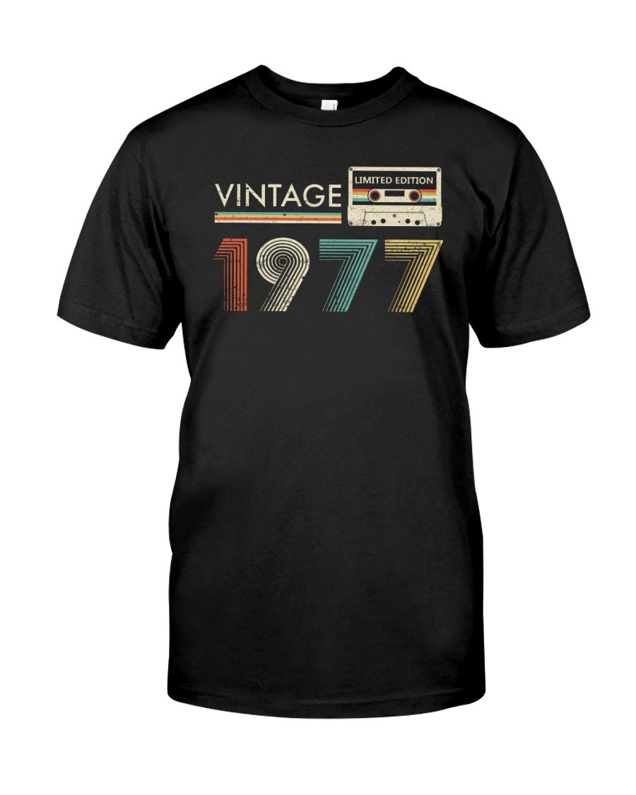 Vintage 1977 Shirt, 1977 Birthday Shirt, Birthday Gift Idea, Limited Cassette Unisex T-Shirt KM0405