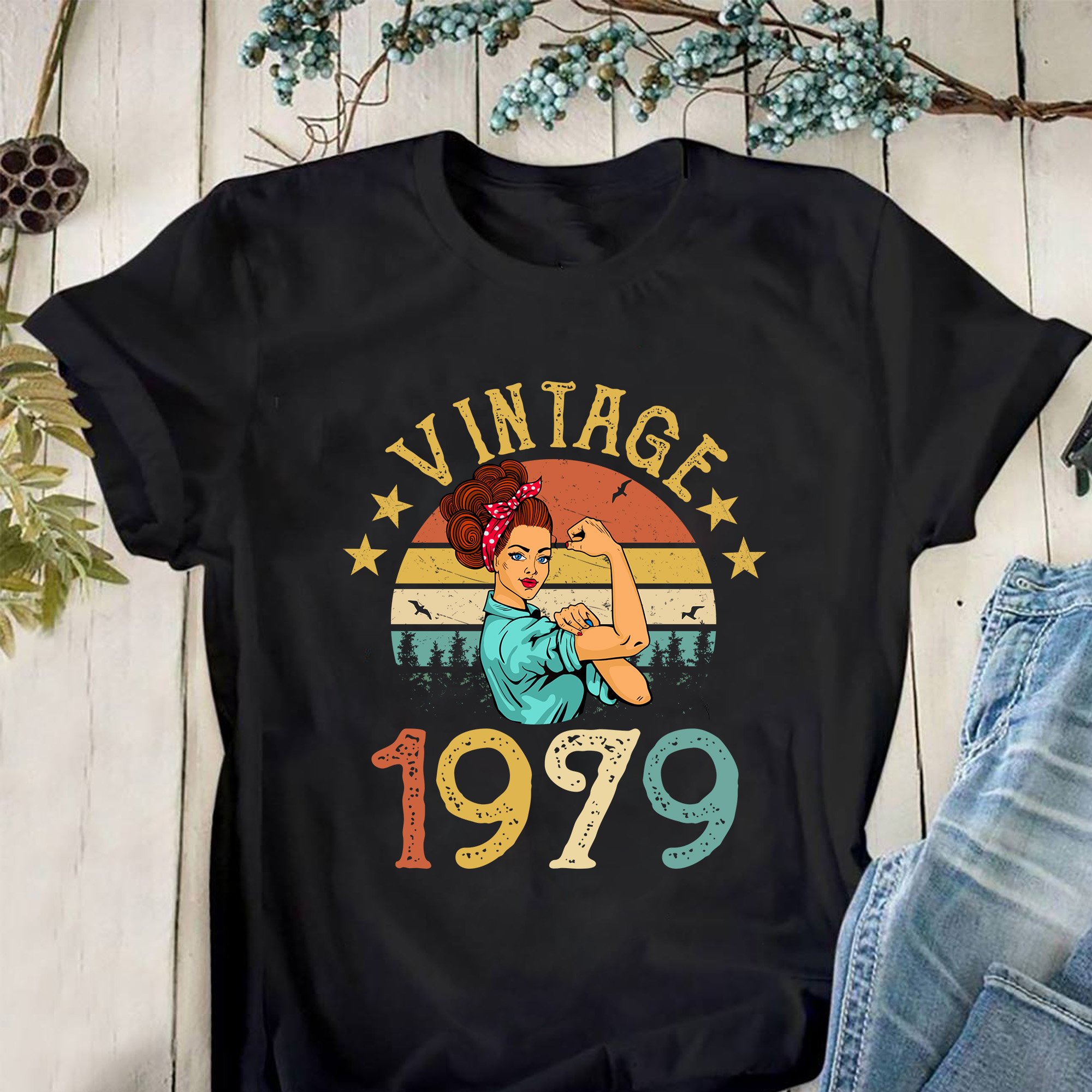 Vintage 1979 V4 Birthday Gifts For Him For Her Unisex T-Shirt KM0704