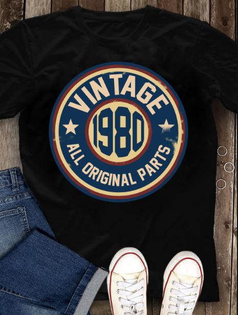 Vintage 1980, All Original Parts 5, Limited Edition 41st Birthday Gifts For Him For Her, Birthday Unisex T-Shirt KM0704