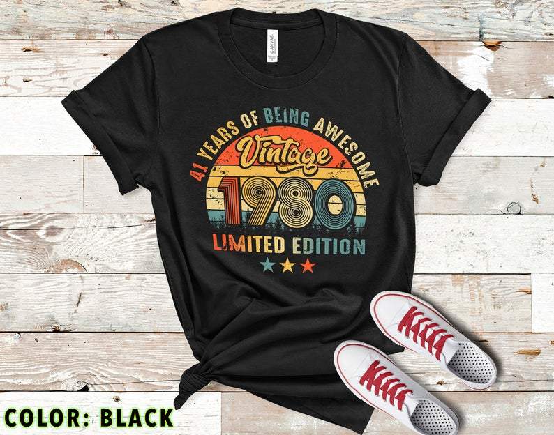 Vintage 1980 Birthday Unisex T-Shirt, 41st Birthday Gifts Idea, Gift For Him For Her Unisex T-Shirt
