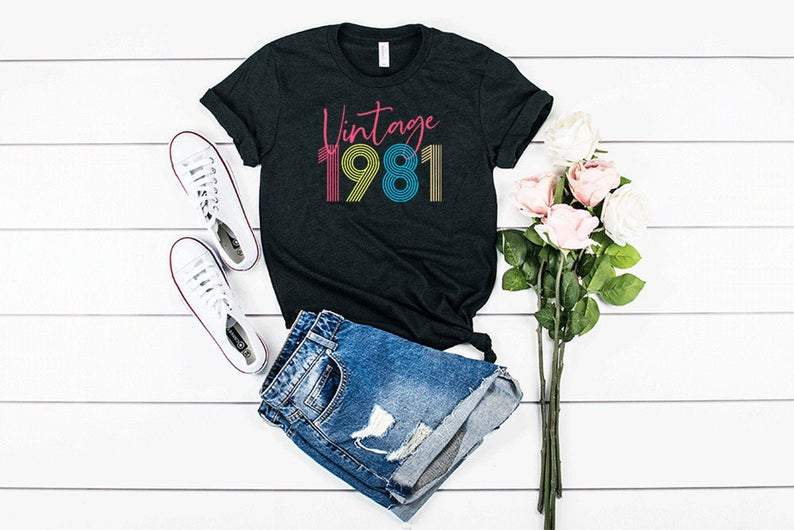 Vintage 1981, All Original Parts V3, 40th Birthday Gifts Idea, Gift For Her For Him Unisex T-Shirt KM0804
