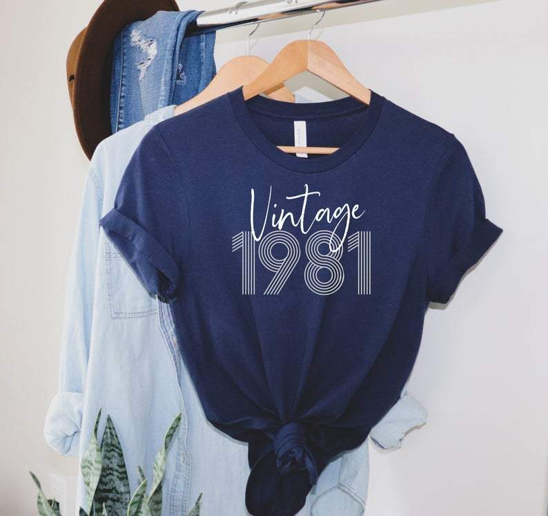 Vintage 1981, All Original Parts V4, 40th Birthday Gifts Idea, Gift For Her For Him Unisex T-Shirt KM0804