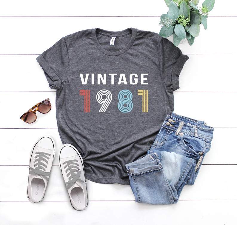 Vintage 1981, Birthday Shirt, Birthday Gifts Idea, Gift For Her For Him Unisex T-Shirt KM0804