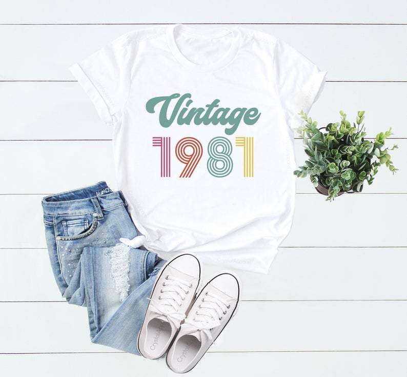 Vintage 1981 V5, 40th Birthday Gifts Idea, Gift For Her For Him Unisex T-Shirt KM0804