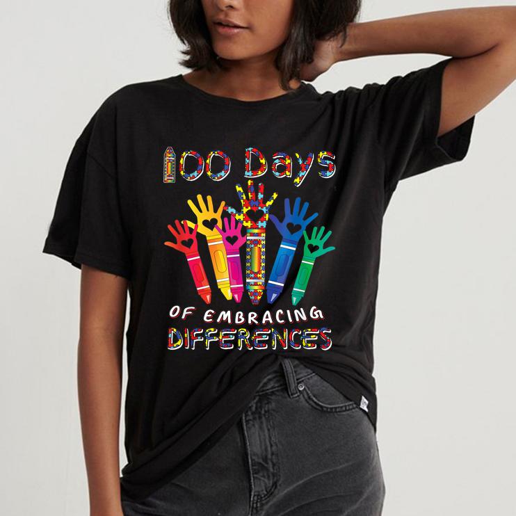 Autism awareness embrace differences 100 days of school iep tshirt